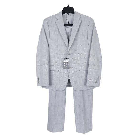 Alfani Men's Slim-Fit Tech Stretch 2-Piece Suit Light Grey Plaid 42S 33x30 NWT - Picture 1 of 13